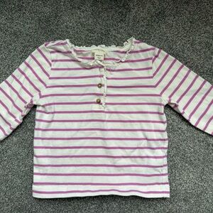 Crewcuts Magenta and White Striped Long Sleeve Tee